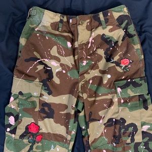 Splatter painted camo pants